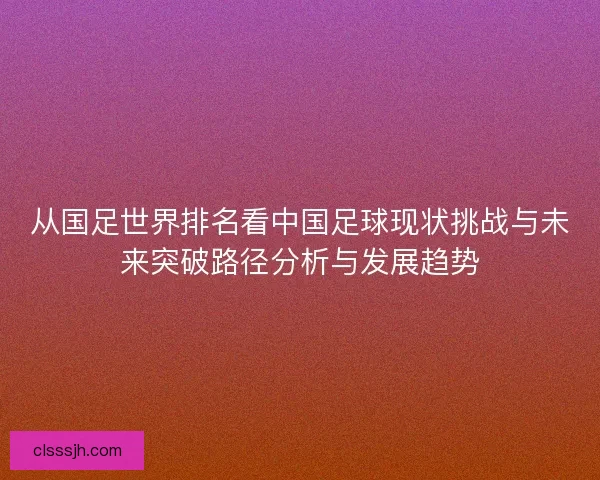 从国足世界排名看中国足球现状挑战与未来突破路径分析与发展趋势